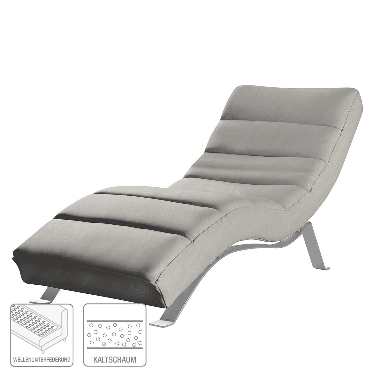 RELAXLIEGE SWING Mikrofaser Grau  - Silberfarben/Grau, Design, Textil/Metall (65/65-95/171cm) - Livetastic
