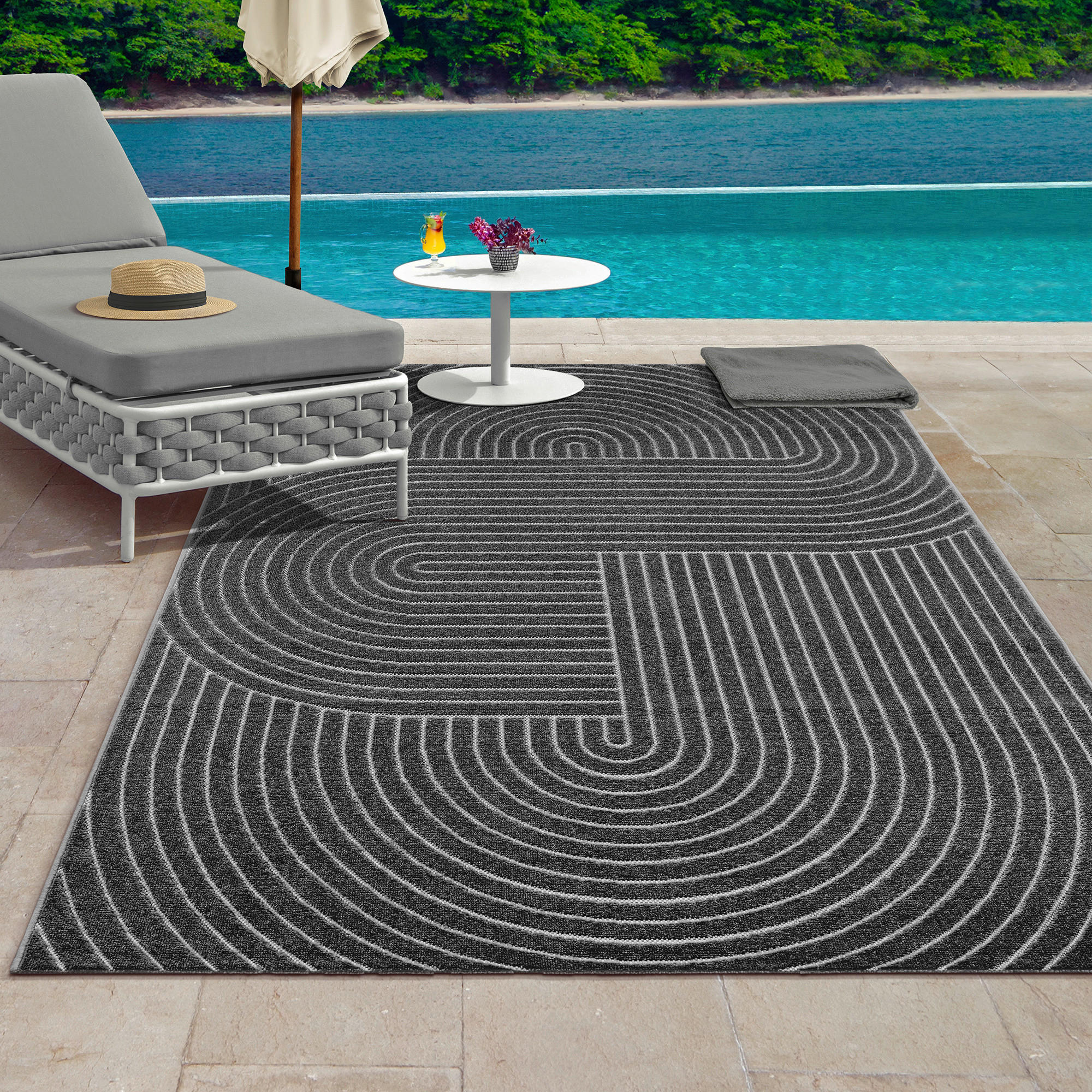 OUTDOORTEPPICH 80/150 cm Tenerife Plus Anthrazit  - Anthrazit, KONVENTIONELL, Textil (80/150cm) - Novel