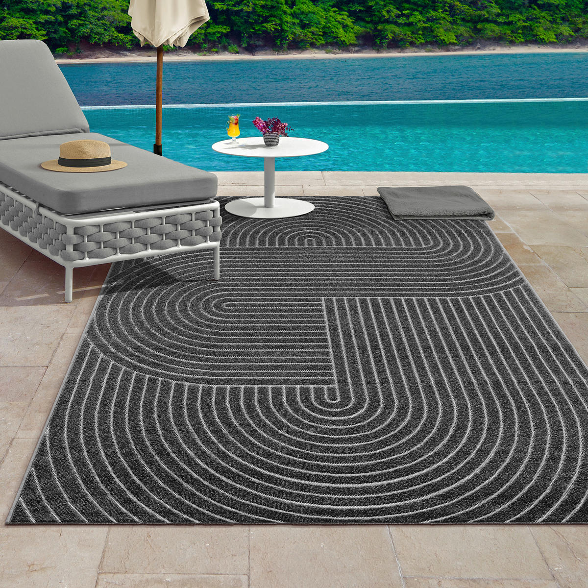 OUTDOORTEPPICH 120/160 cm Tenerife Plus Anthrazit  - Anthrazit, KONVENTIONELL, Textil (120/160cm) - Novel