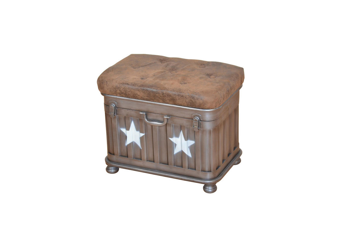 HOCKER Mikrofaser Braun, Grau  - Braun/Grau, Design, Textil/Metall (35/51/46cm) - MID.YOU