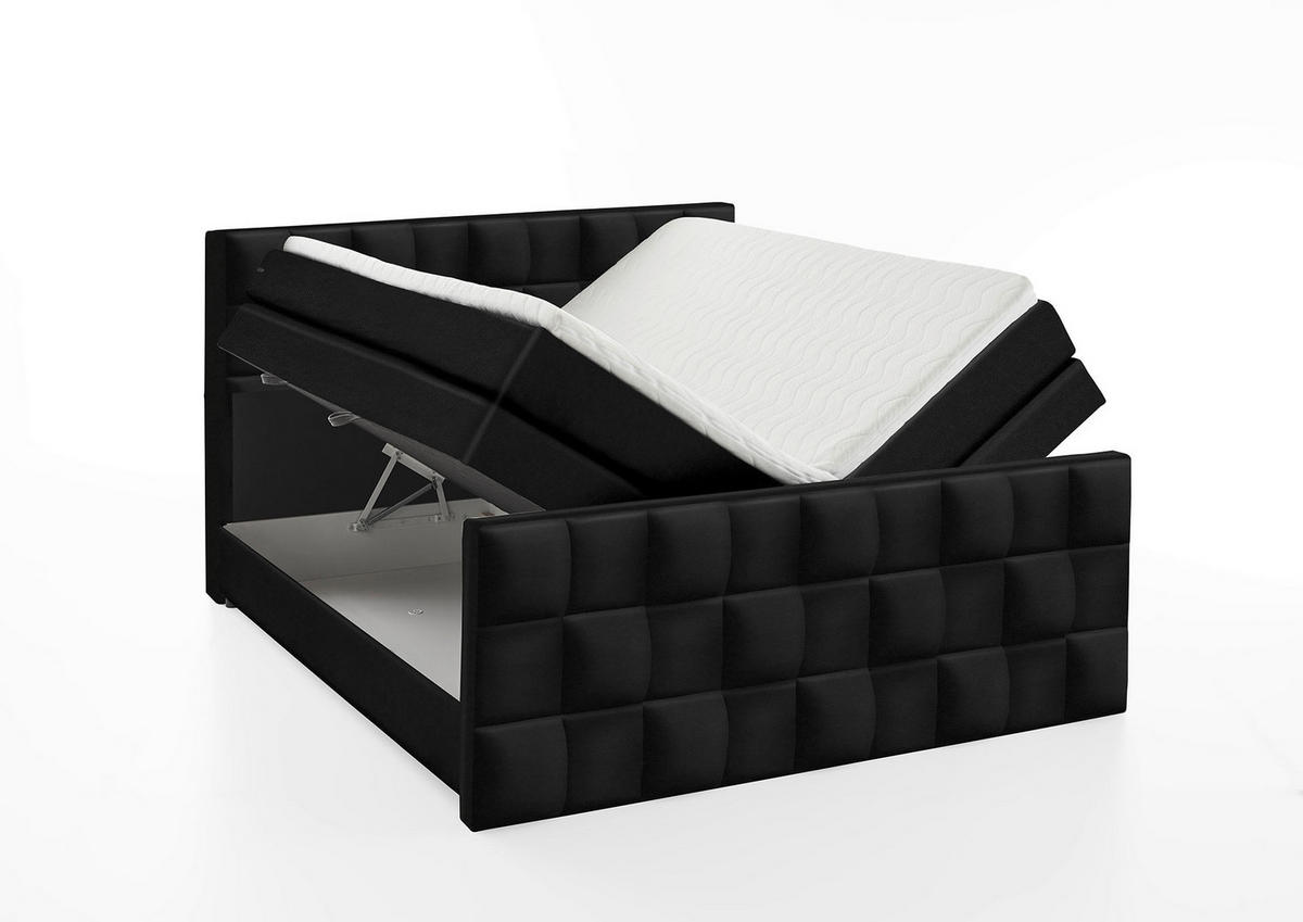 BOXSPRING KREVET     - crna, Moderno, tekstil/plastika (185/230cm)