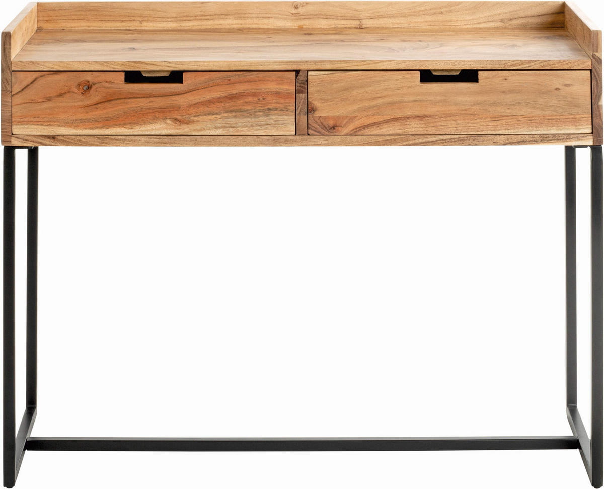 KONZOLOVÝ STOLÍK, akácia, čierna, farba akácie, 100/35/80 cm - čierna/farba akácie, Konventionell, kov/drevo (100/35/80cm)