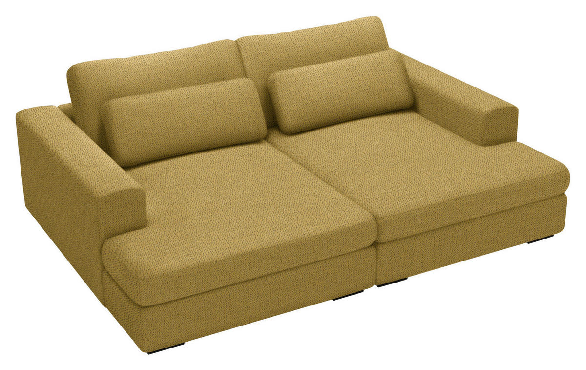 BIGSOFA in Chenille Currygelb  - Currygelb/Schwarz, Design, Textil (223/80/158cm) - Lomoco