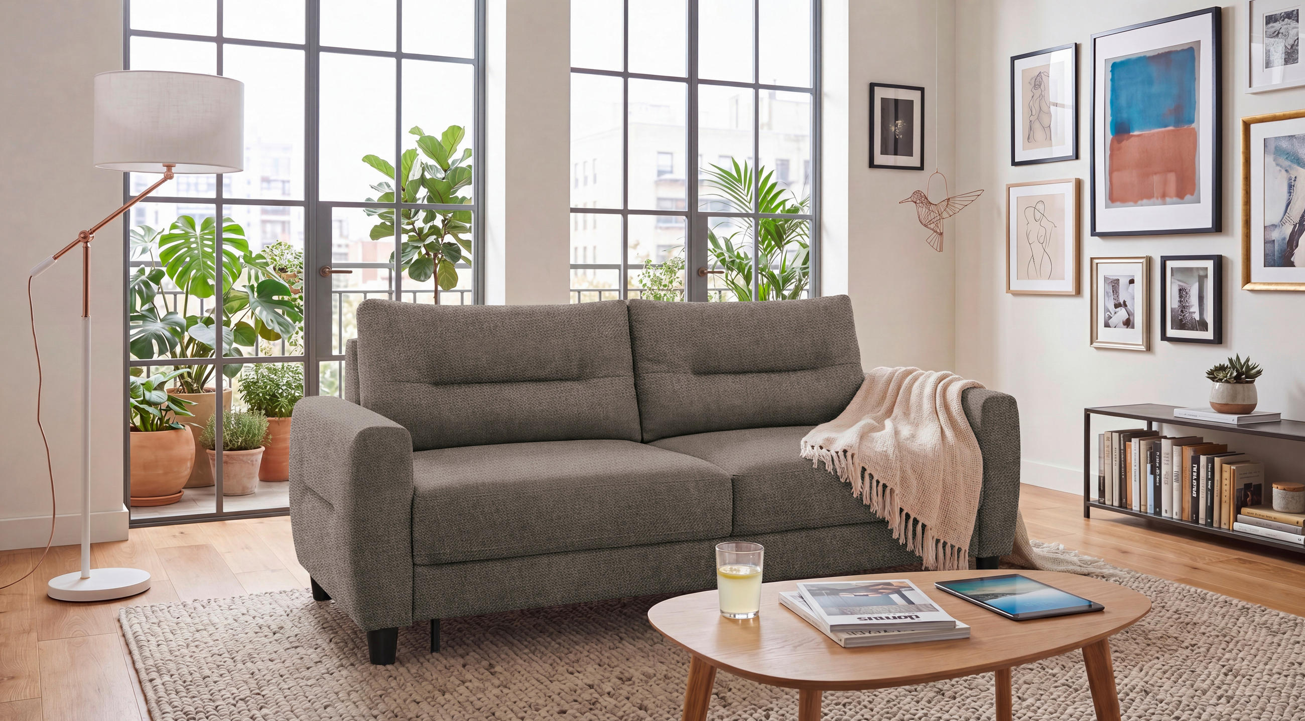 SCHLAFSOFA Chenille Braun  - Schwarz/Braun, Modern, Holz/Textil (192/83/99cm) - MID.YOU