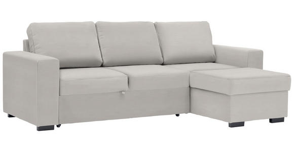 ECKSOFA in Velours Creme  - Creme/Schwarz, Design, Kunststoff/Textil (244/157cm) - Carryhome