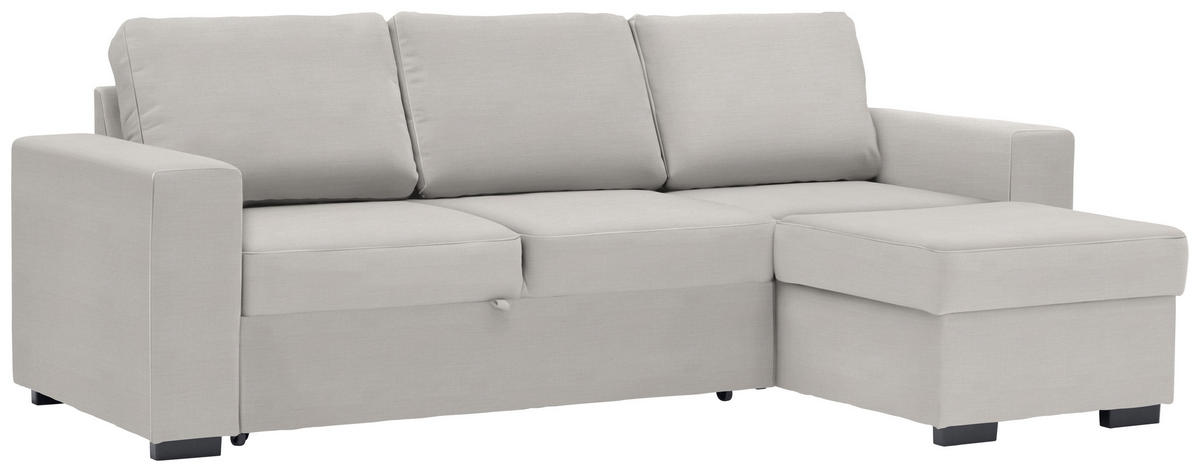 ECKSOFA in Velours Creme  - Creme/Schwarz, Design, Kunststoff/Textil (244/157cm) - Carryhome