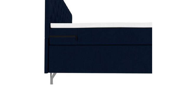 BOXSPRINGBETT 180/200 cm  in Dunkelblau  - Chromfarben/Dunkelblau, KONVENTIONELL, Textil/Metall (180/200cm) - Carryhome