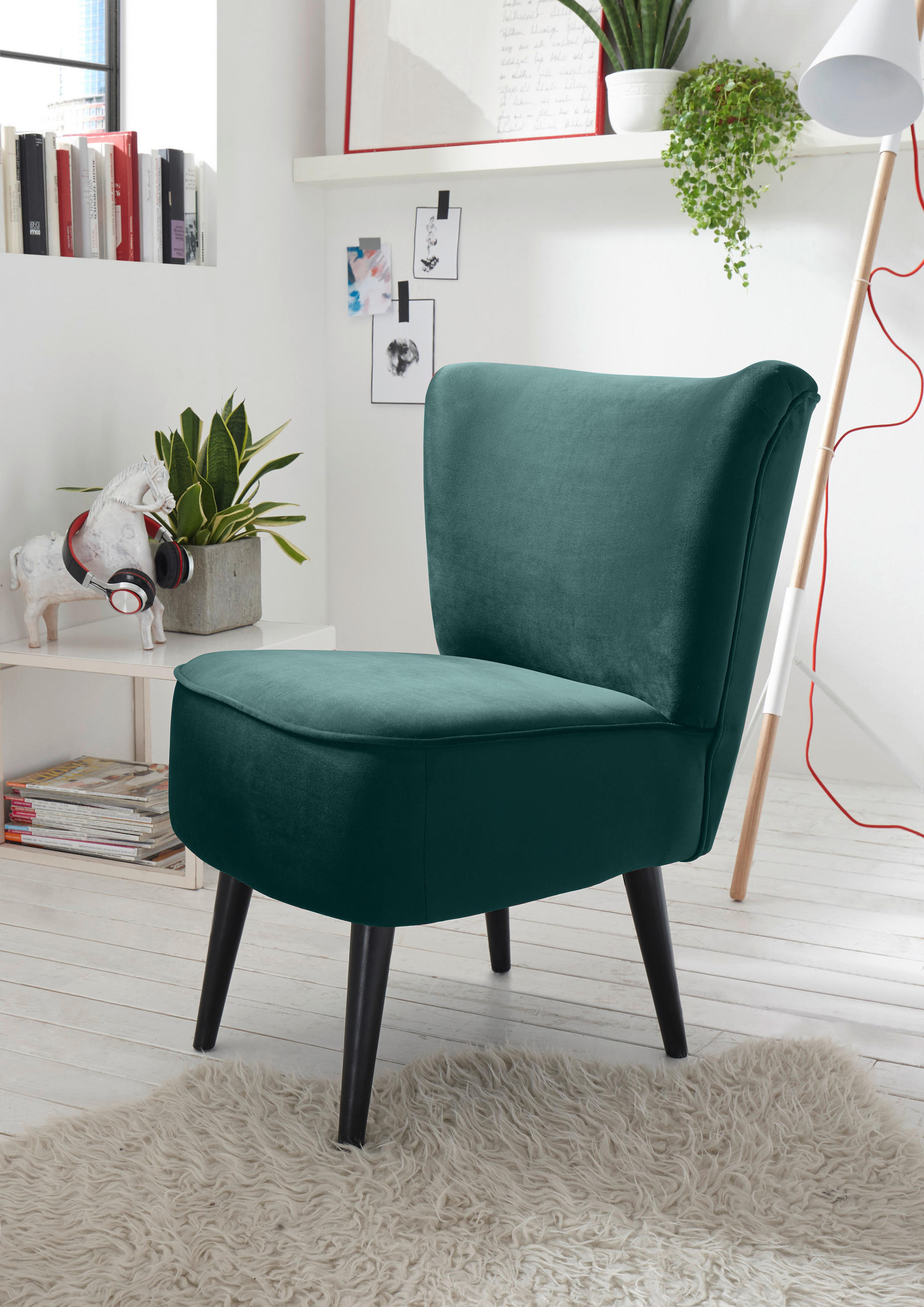 SESSEL Mikrovelours Grün    - Schwarz/Grün, Trend, Holz/Textil (65/89/70cm) - MID.YOU