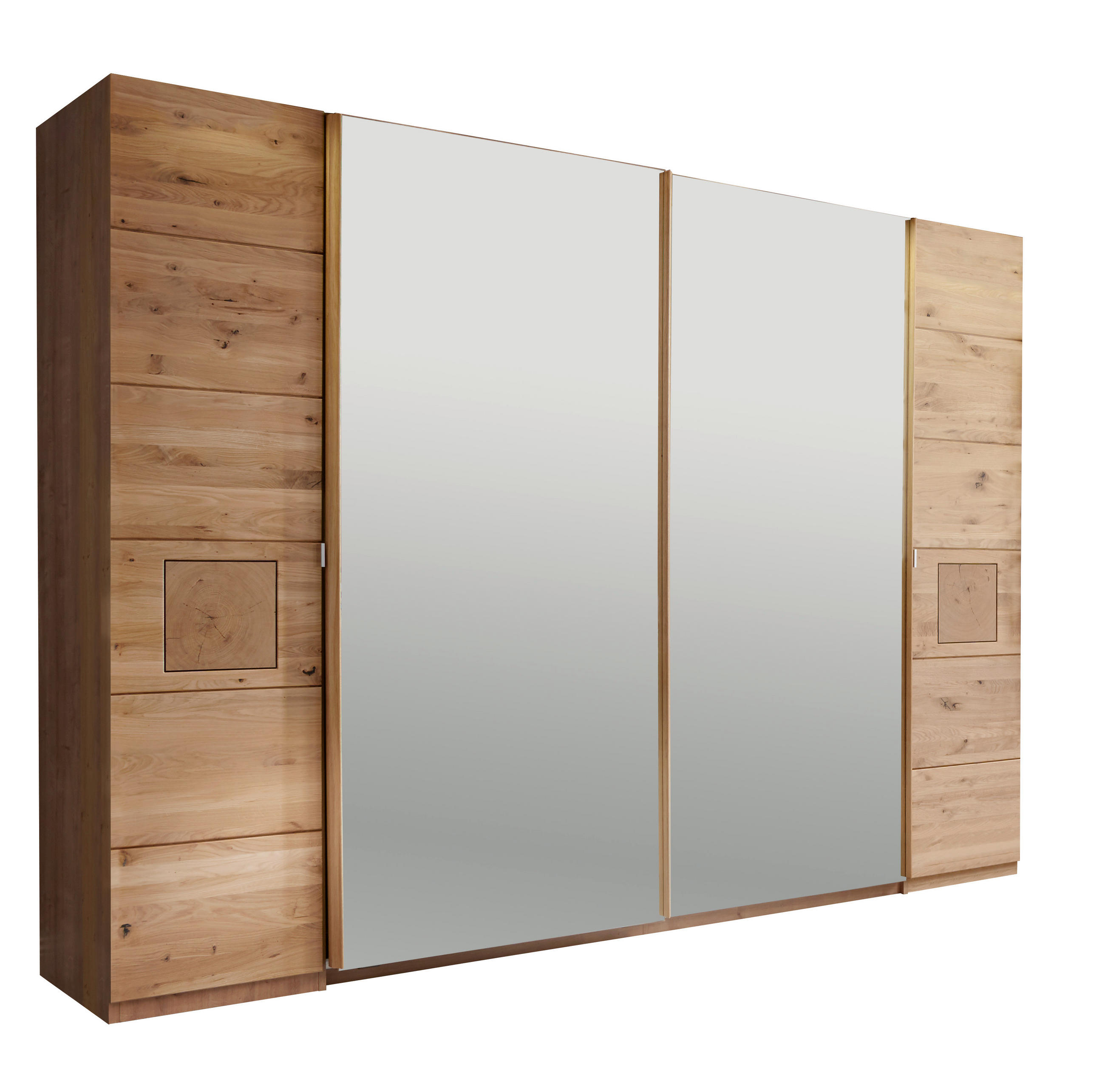 SCHWEBETÜRENSCHRANK Eichefarben  - Eichefarben, Natur, Glas/Holz (246/215/74cm) - Linea Natura