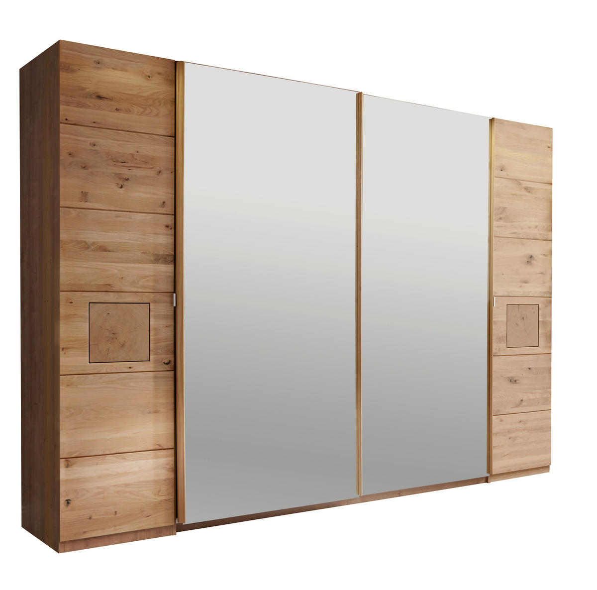 SCHWEBETÜRENSCHRANK 246/215/74 cm 4-türig Eichefarben  - Eichefarben, Natur, Glas/Holz (246/215/74cm) - Linea Natura