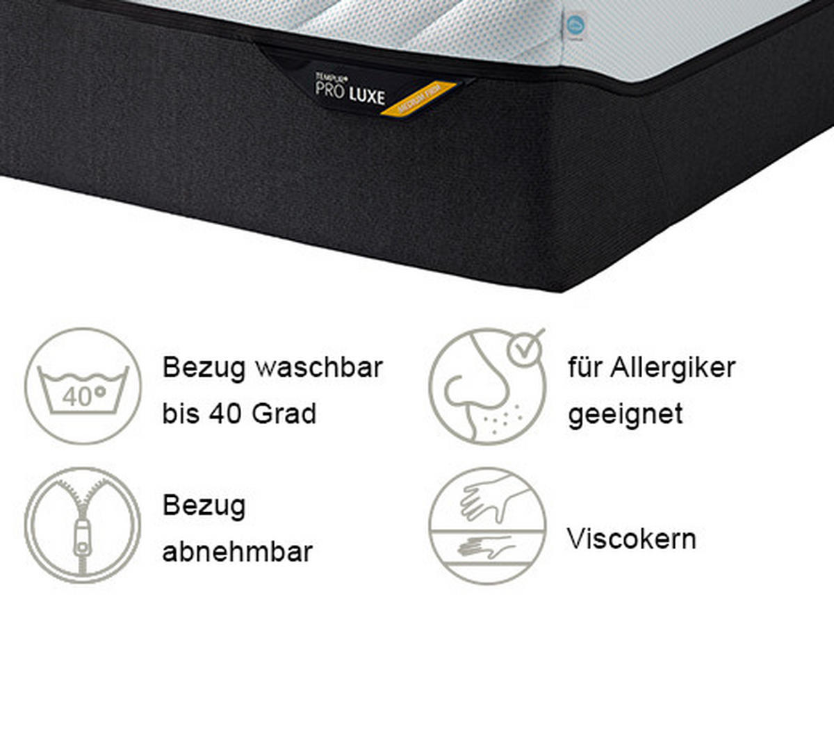 MATRATZE MEDIUM FIRM Pro Luxe® Coolquilt 80/200 cm Höhe ca. 32 cm  - Weiß, Basics, Textil (80/200cm) - Tempur