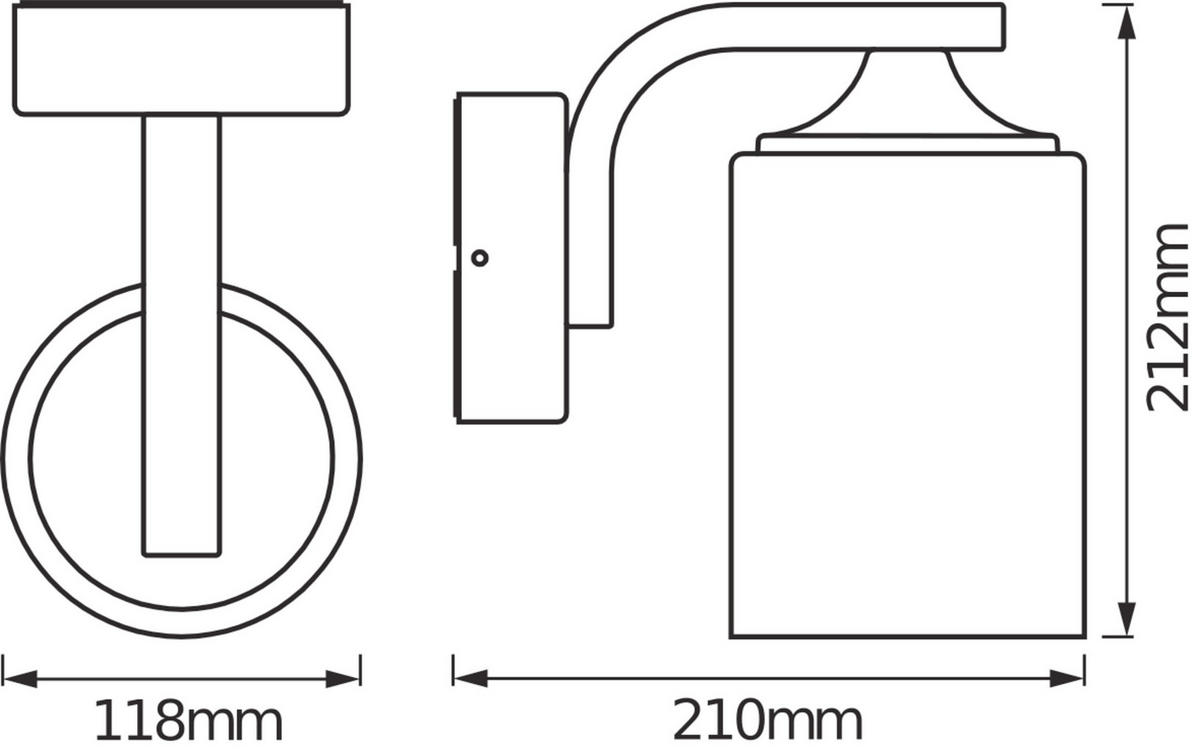 AUßENLEUCHTE 21/11,8/21,2 cm   - Schwarz, Basics, Glas/Metall (21/11,8/21,2cm) - Osram