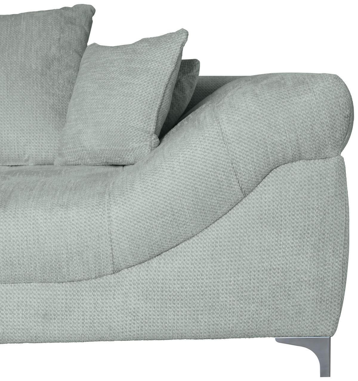 ECKSOFA Grau Chenille  - Chromfarben/Grau, KONVENTIONELL, Textil/Metall (227/329cm) - Carryhome