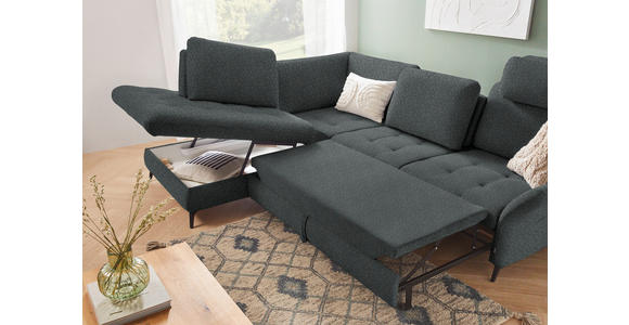 ECKSOFA in Struktur Dunkelgrau  - Dunkelgrau/Schwarz, Natur, Textil/Metall (233/288cm) - Valnatura