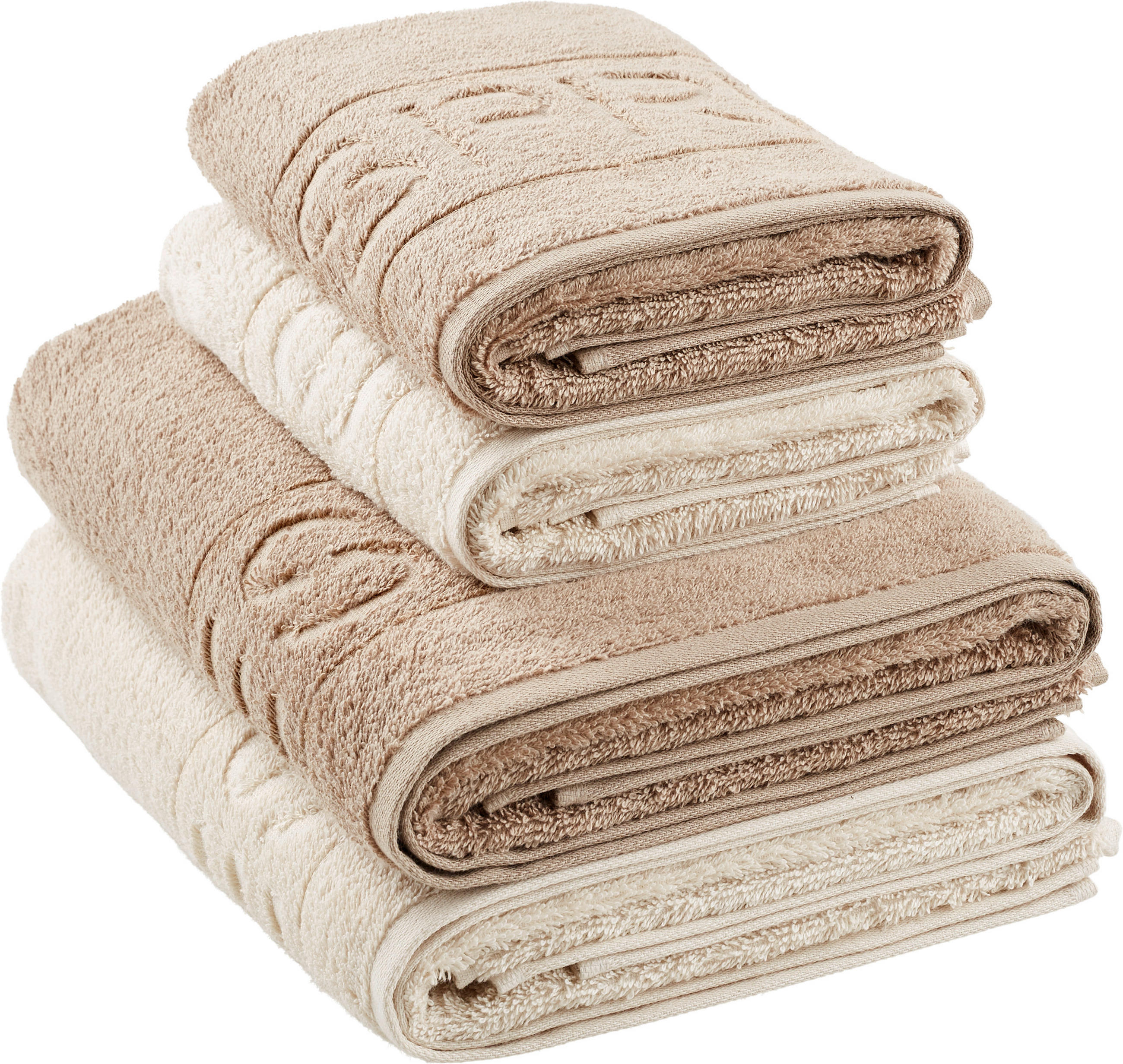 FROTTIERSET Sandfarben, Beige 4-teilig  - Sandfarben/Beige, Basics, Textil (50x100/67x140cm) - Esprit