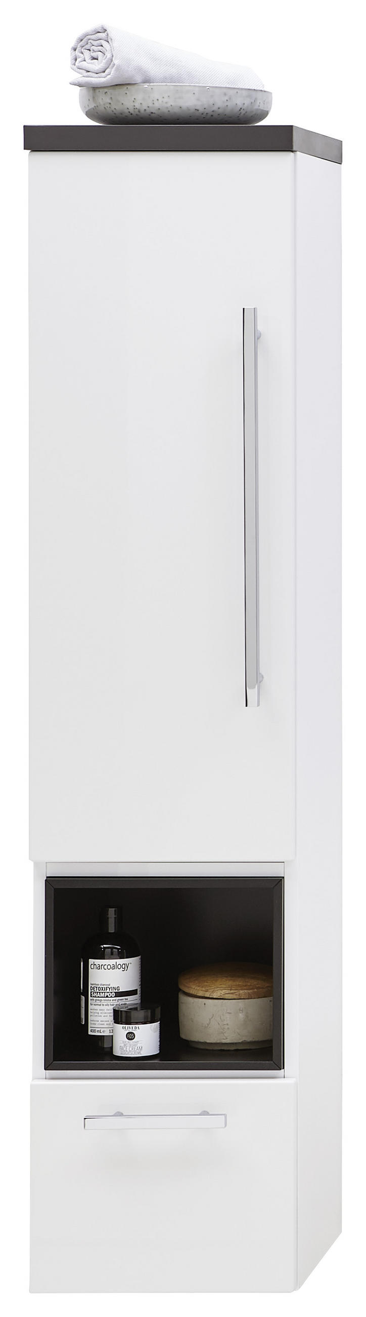 MIDISCHRANK 30/128/30 cm  - Chromfarben/Schwarz, Design, Glas/Holzwerkstoff (30/128/30cm) - Dieter Knoll