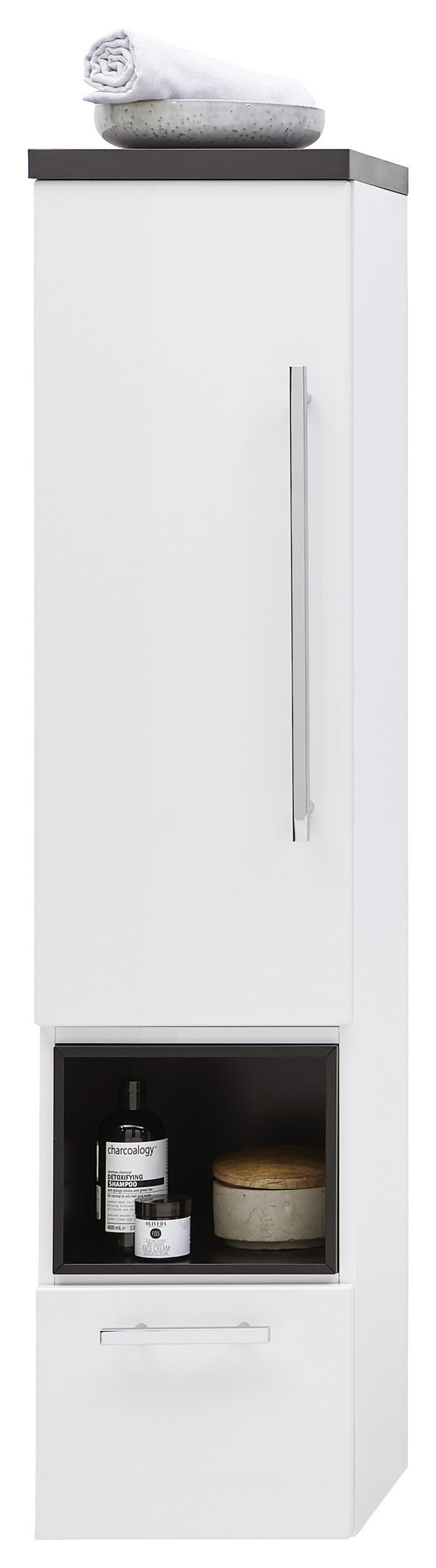 MIDISCHRANK 30/128/30 cm  - Chromfarben/Schwarz, Design, Glas/Holzwerkstoff (30/128/30cm) - Dieter Knoll