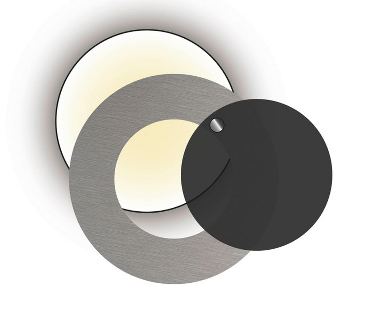 LED-DECKENLEUCHTE Chart 28/28/10,3 cm   - Silberfarben/Schwarz, Design, Kunststoff/Metall (28/28/10,3cm) - Grossmann