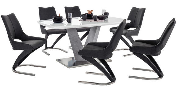 Esstisch Nizza 160 - Edelstahlfarben/Weiß, MODERN, Glas/Holzwerkstoff (160/76/90cm) - Luca Bessoni