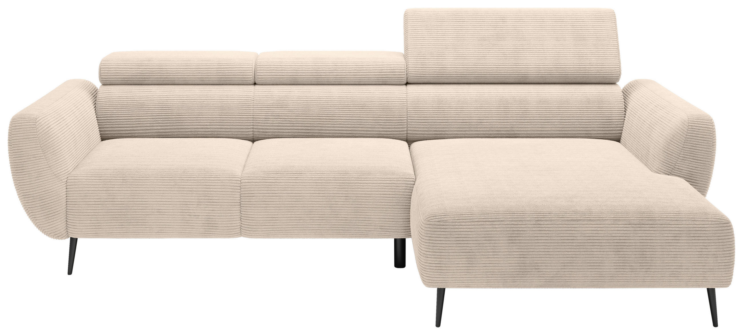 ECKSOFA  in Cord Taupe Kopfteilverstellung  277/174 cm  - Taupe/Schwarz, KONVENTIONELL, Textil/Metall (277/174cm) - Carryhome