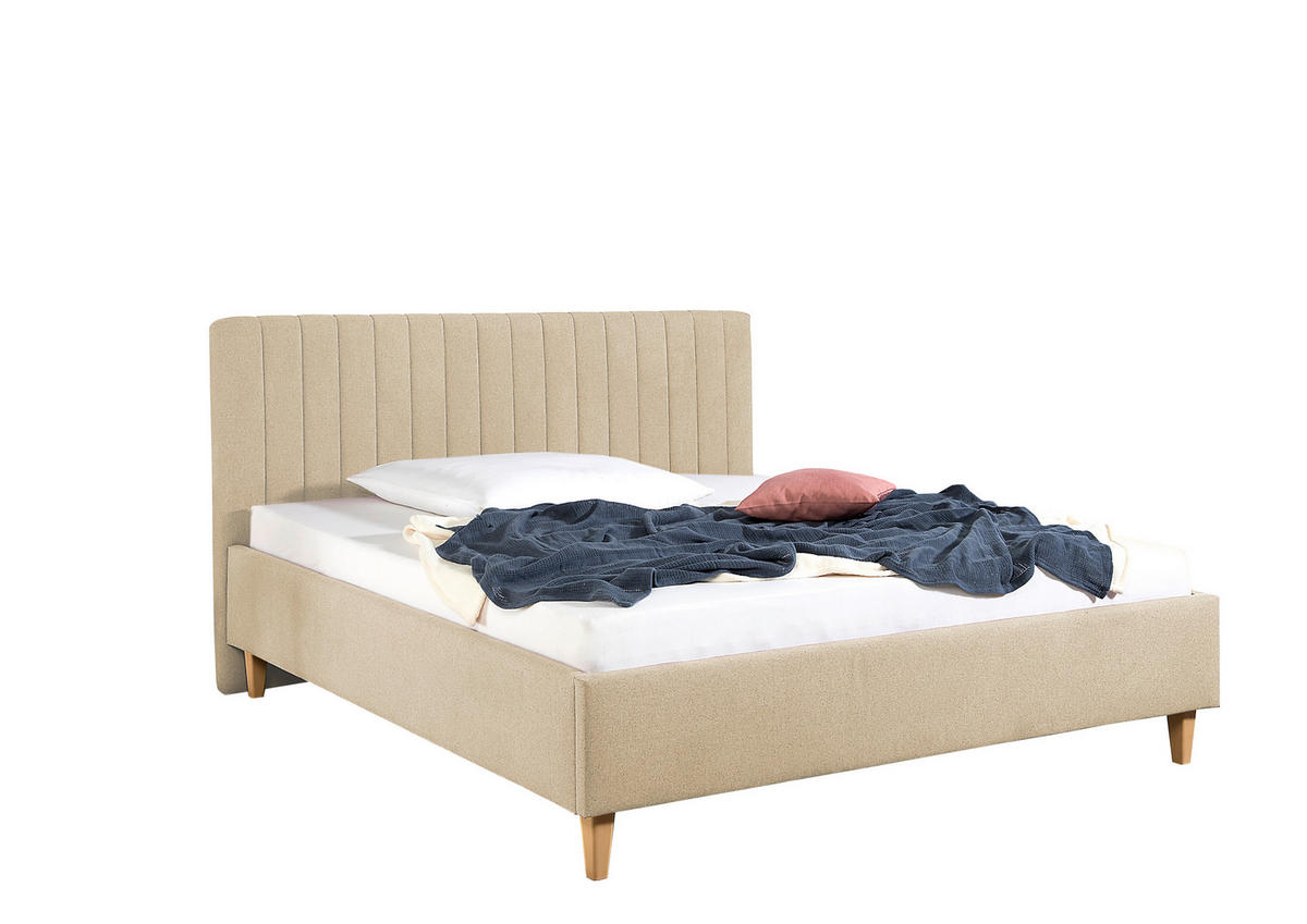 POLSTERBETT 200/200 cm,  in Beige,  - Beige/Naturfarben, MODERN, Holz/Textil (200/200cm) - Livetastic