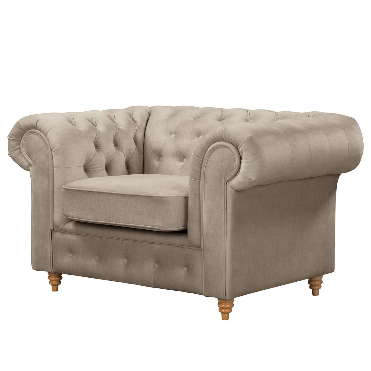 SESSEL in Mikrofaser Taupe  - Taupe, Design, Holz/Textil (128/75/91cm) - P & B