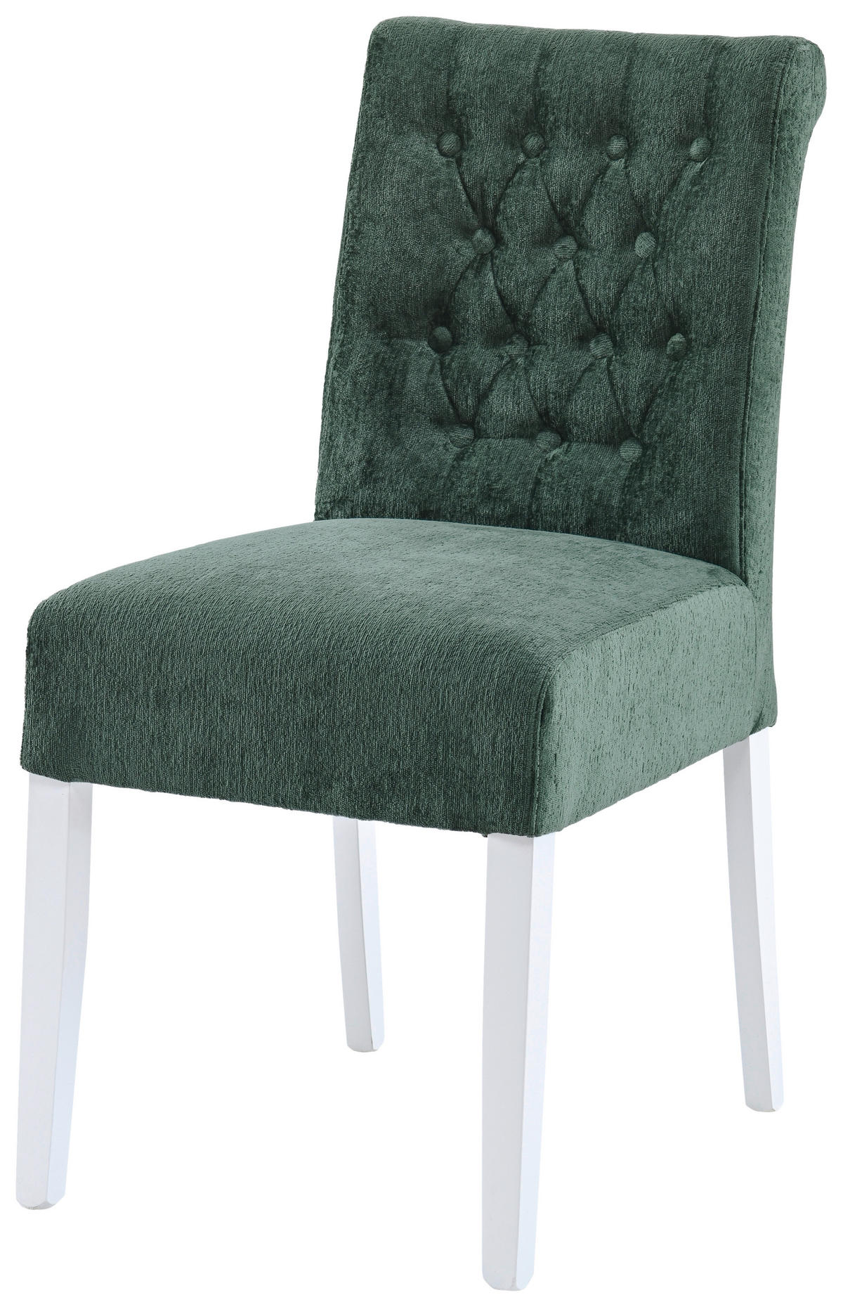 STUHL Chenille Grün Buche massiv  - Weiß/Grün, KONVENTIONELL, Holz/Textil (46,5/91/65cm) - Cantus