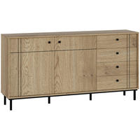 SIDEBOARD 160,2/81,8/37 cm  in Eichefarben  - Eichefarben/Schwarz, Modern, Holzwerkstoff/Kunststoff (160,2/81,8/37cm) - Carryhome