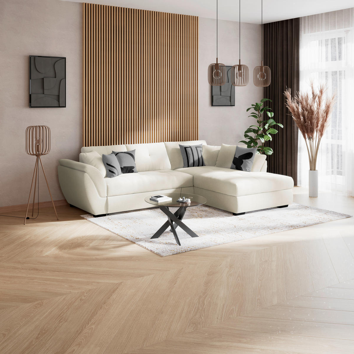 ECKSOFA Grau  - Schwarz/Grau, Konventionell, Textil (278/187cm) - MID.YOU