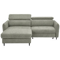 ECKSOFA in Struktur Hellgrau, Grün  - Hellgrau/Schwarz, Design, Holz/Textil (185/232cm) - Stylife