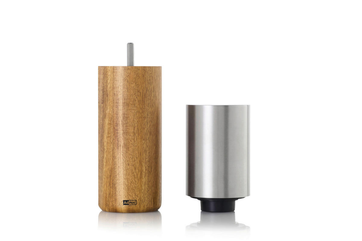 SALZ- ODER PFEFFERMÜHLE IKON  - Edelstahlfarben/Akaziefarben, Design, Holz/Keramik (6/22cm) - AdHoc