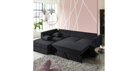 ECKSOFA in Cord Schwarz  - Schwarz, Design, Kunststoff/Textil (174/259cm) - Cantus