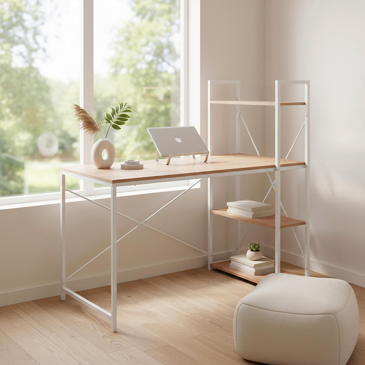 COMPUTERTISCH 120/60/72,5 cm  in Weiß, Eichefarben  - Eichefarben/Weiß, MODERN, Holz/Metall (120/60/72,5cm) - MID.YOU