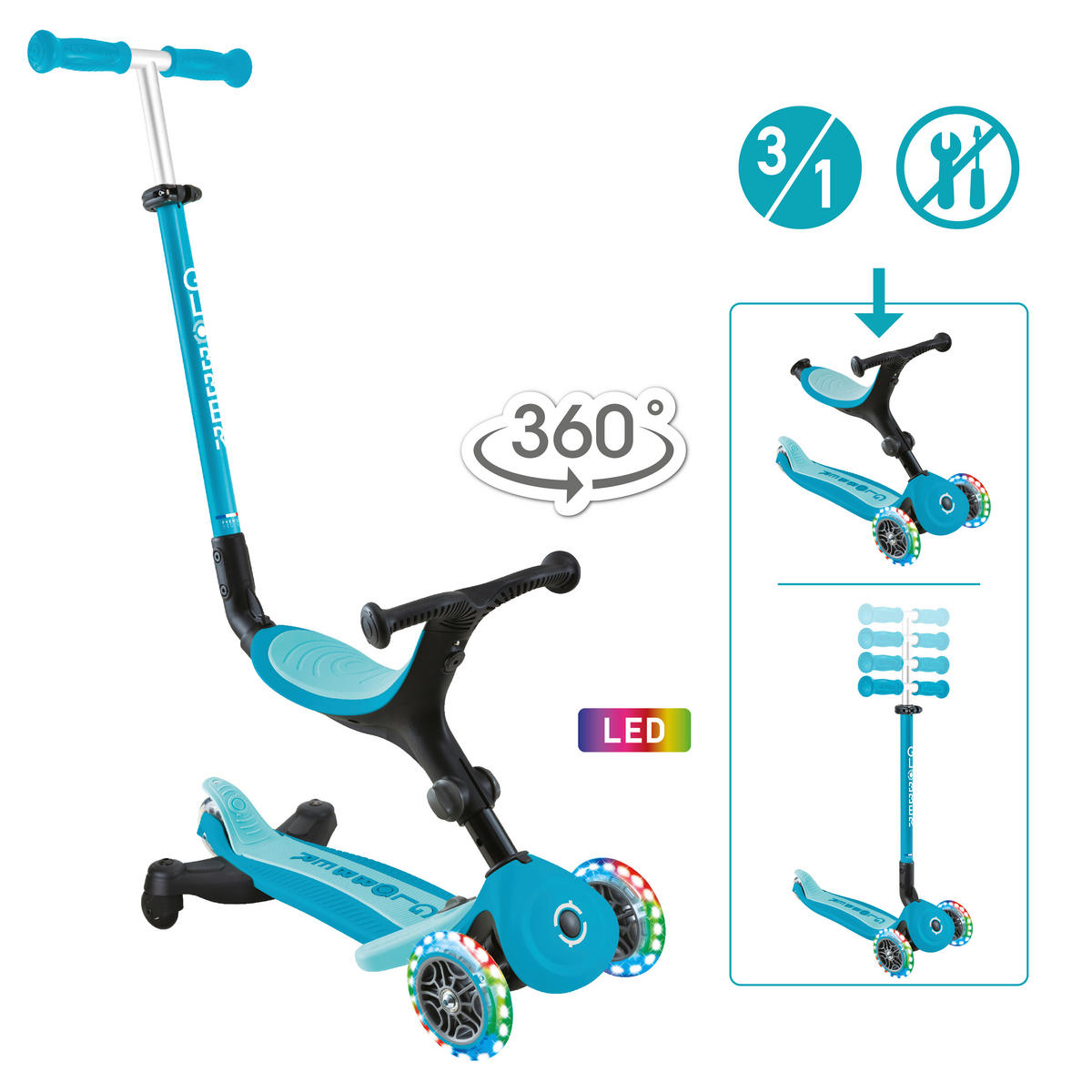 LAUFRAD GO-UP ACTIVE LIGHTS 360  - Blau, Basics, Kunststoff/Metall (67/29/100cm) - GLOBBER