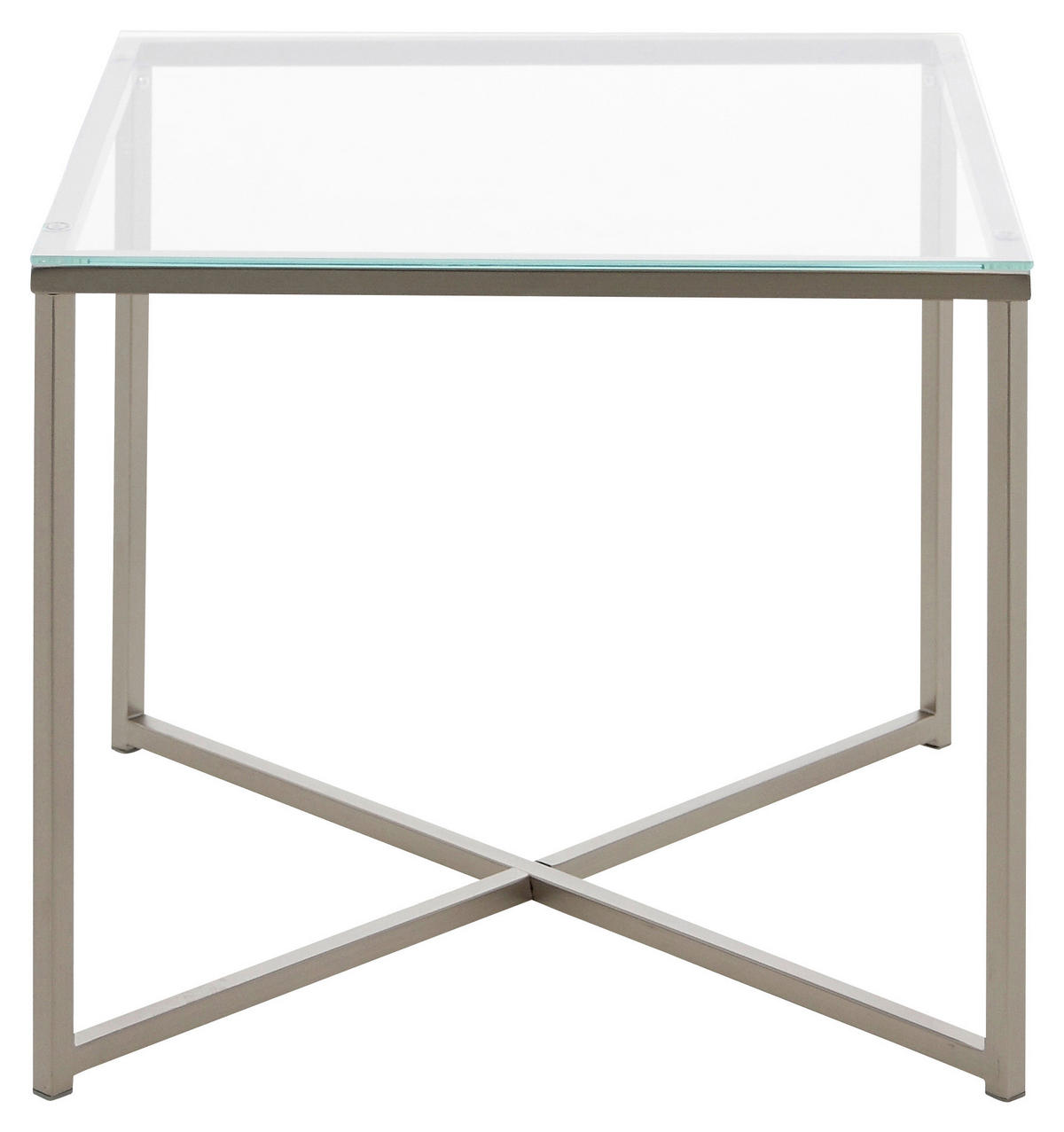 BEISTELLTISCH 50/50/45 cm Klar, Chromfarben quadratisch  - Chromfarben/Klar, Basics, Glas/Metall (50/50/45cm) - MID.YOU