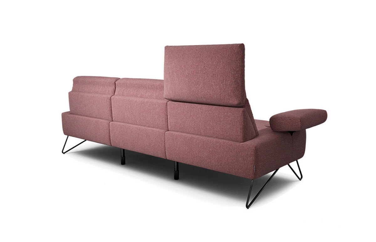 3-SITZER-SOFA Chenille Rot  - Rot/Schwarz, Design, Textil/Metall (234-264/85/86-94cm) - SENSOO