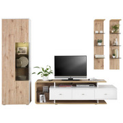 DNEVNI REGAL bela, hrast - aluminij/hrast, Design, kovina/umetna masa (330,1/205,5/51,6cm) - HOM`IN