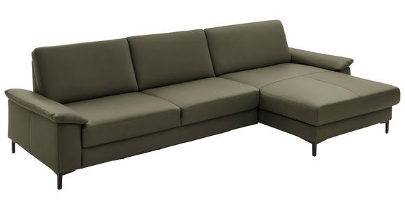 ECKSOFA in Echtleder Waldgrün 334/176 cm - Waldgrün/Schwarz, Design, Leder/Metall (334/176cm) - Dieter Knoll