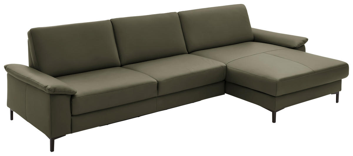 ECKSOFA in Echtleder Waldgrün  334/176 cm  - Waldgrün/Schwarz, Design, Leder/Metall (334/176cm) - Dieter Knoll
