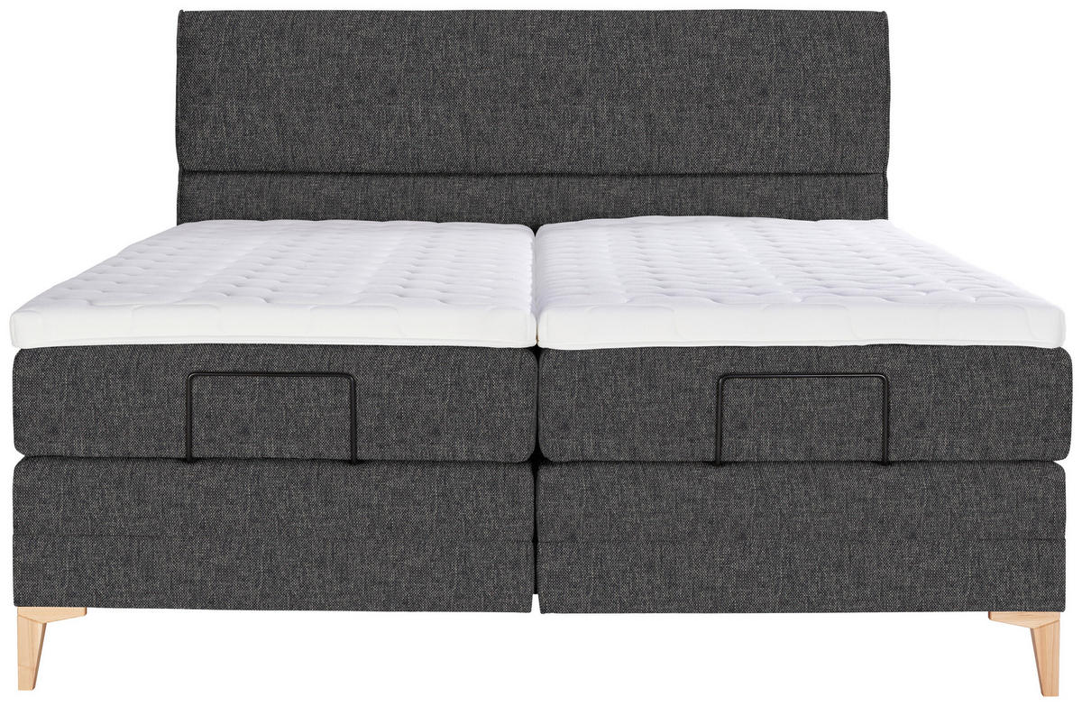 BOXSPRINGBETT 180/200 cm  in Dunkelgrau  - Eichefarben/Dunkelgrau, Konventionell, Holz/Textil (180/200cm) - Voleo