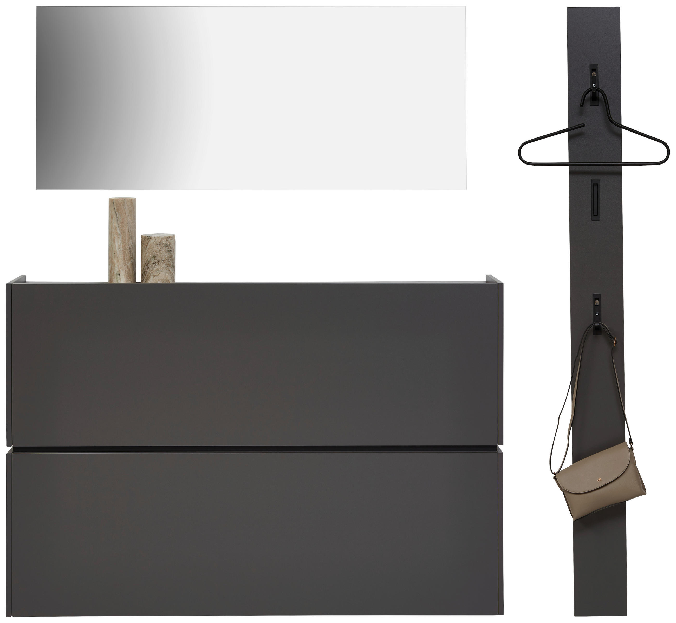 GARDEROBE 3-teilig  in 170/200/22 cm  - Graphitfarben, Design, Holzwerkstoff (170/200/22cm) - Voleo