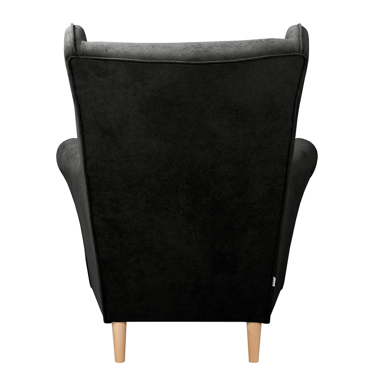 OHRENSESSEL Mikrofaser Schwarz  - Schwarz/Naturfarben, Design, Holz/Textil (87/105/90cm) - Livetastic