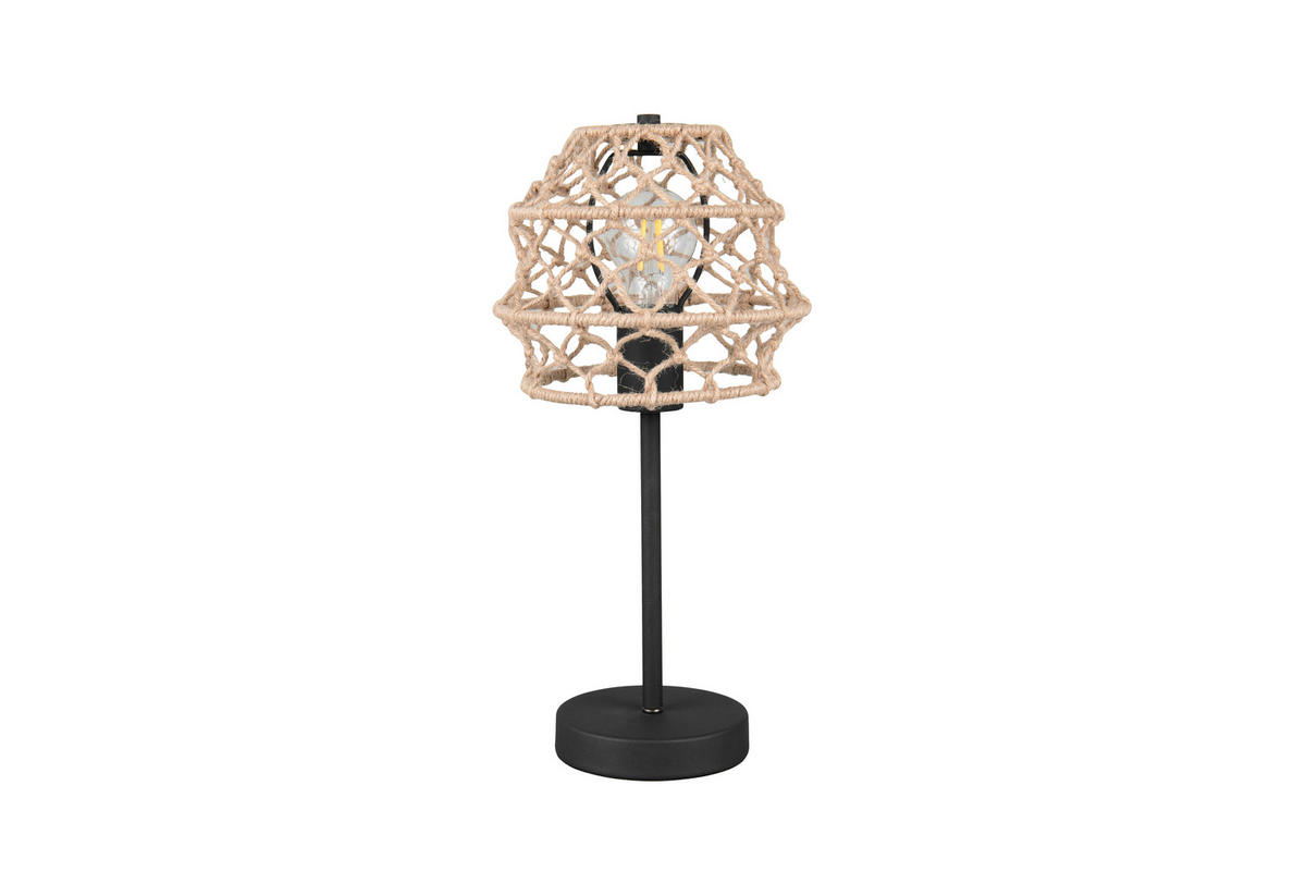 BORDSLAMPA 20/42 cm   - svart/naturfärgad, Natur, metall/textil (20/42cm)
