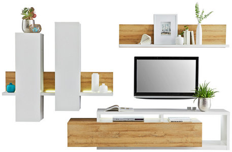 Wohnwand Weiss Eichefarben Online Kaufen Xxxlutz