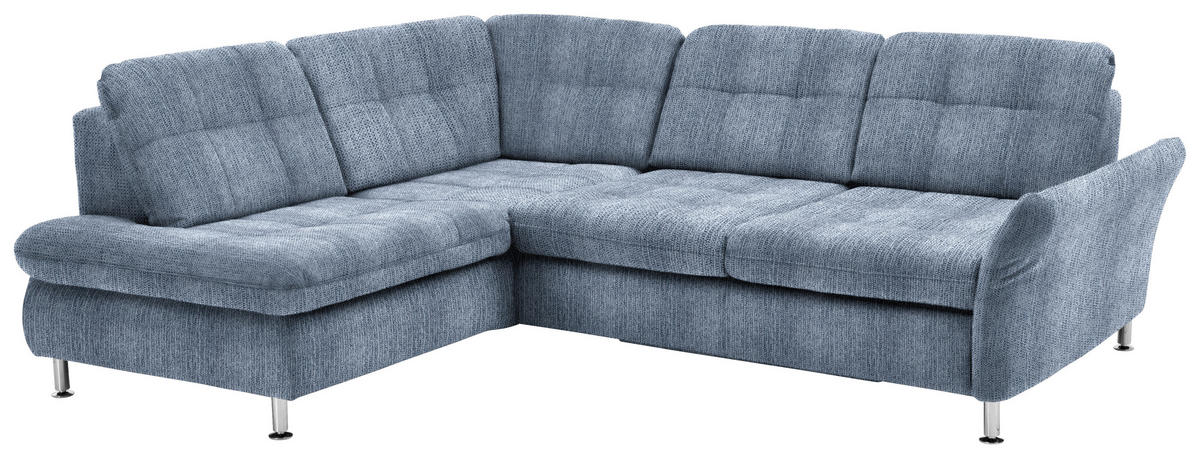 ECKSOFA in Webstoff Hellblau  - Chromfarben/Hellblau, Konventionell, Textil/Metall (210/242cm) - Beldomo Style