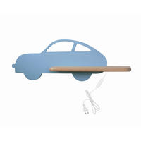 VÄGGLAMPA FÖR BARN Car 43/12/15 cm   - ljusblå, Basics, metall/trämaterial (43/12/15cm)