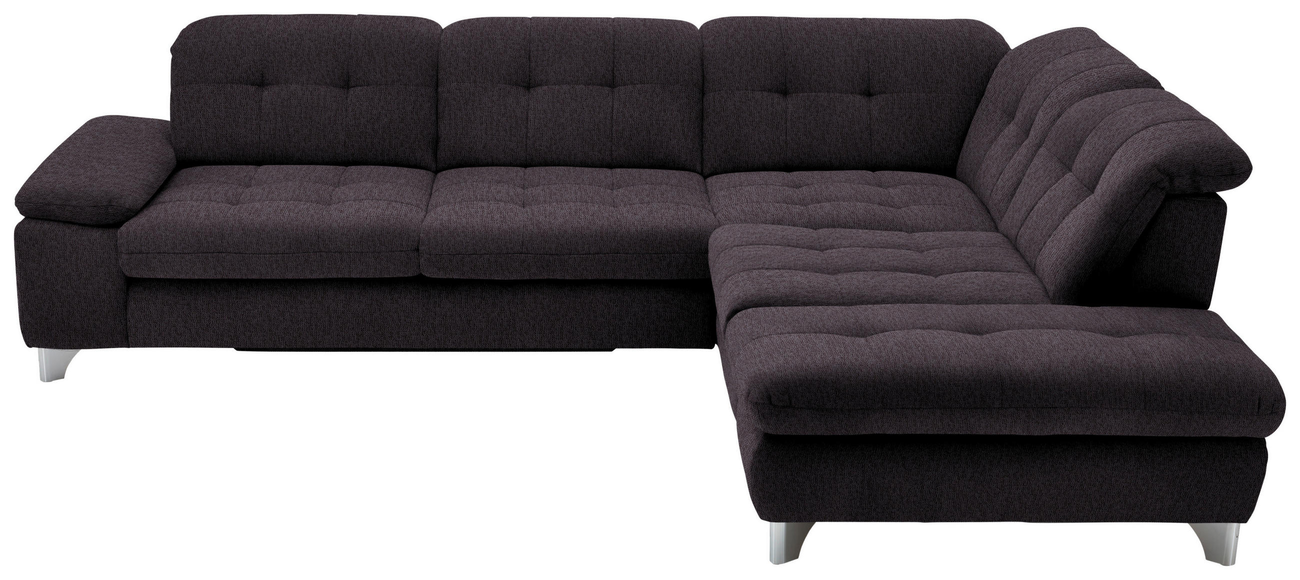 ECKSOFA in Chenille Schwarz  - Chromfarben/Schwarz, Design, Textil/Metall (310/260cm) - Beldomo Speed