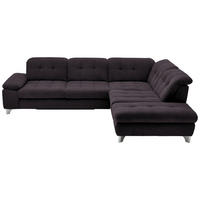 ECKSOFA in Chenille Schwarz  - Chromfarben/Schwarz, Design, Textil/Metall (310/260cm) - Beldomo Speed