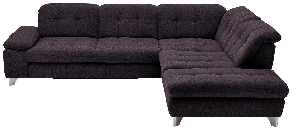 ECKSOFA in Chenille Schwarz  - Chromfarben/Schwarz, Design, Textil/Metall (310/260cm) - Beldomo Speed