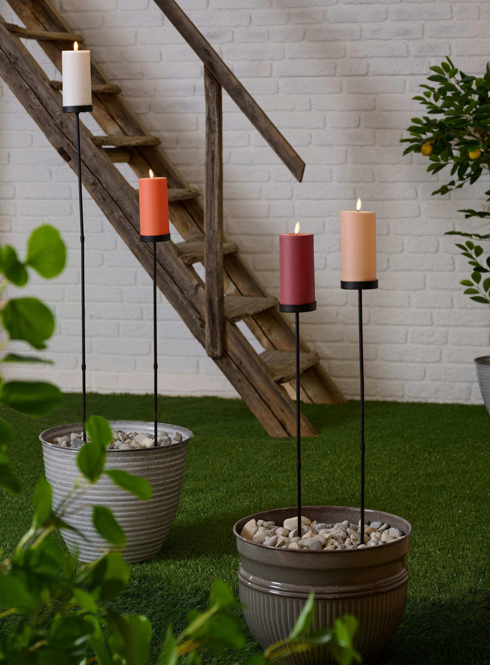 LED SVÍČKA plast   - krémová/hnědá, Basics, plast (7,5/117cm) - Ambia Home